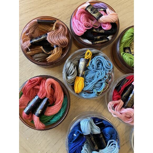 Lot DMC Embroidery Thread And Round Organizer Arts Crafts Lot Over 45 New & Used - Picture 4 of 10